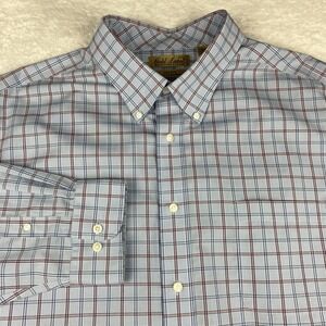 Roundtree & Yorke Gold Label Dress Shirt Mens 3XB Blue/Red Checks No Iron